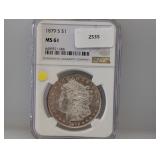 NGC 1879-S MS61 90% Silv Morgan $1