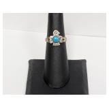 .925 Sterling Turquoise Eagle Ring Sz 6