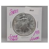 2001 1oz .999 Silver Eagle $1 Dollar