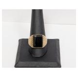 Vermeil/.925 Sterling Black Stone Ring Sz 11
