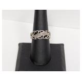 .925 Sterling Openwork Ring w/Diam Accents Sz 8