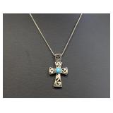 18' .925 Sterling Chain w/Turquoise Cross Pendant