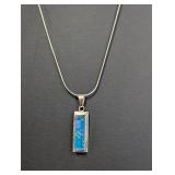 24' .925 Sterling Chain w/Blue Pendant