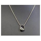 18' .925 Sterl Chain w/Onyx & MOP Pendant