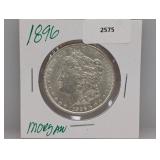 1896 90% Silver Morgan $1 Dollar