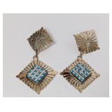.925 Sterling Mother of Pearl/Turquoise Earrings