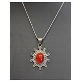 18' .925 Sterling Chain w/Amber Pendant