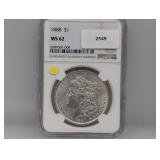 NGC 1888 MS62 90% Silv Morgan $1