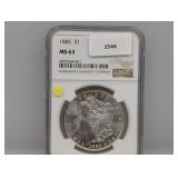 NGC 1885 MS63 90% Silv Morgan $1