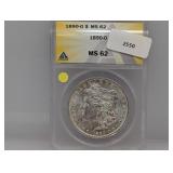 ANACS 1890-O MS62 90% Silv Morgan $1