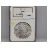 NGC 1884-O MS63 90% Silv Morgan $1