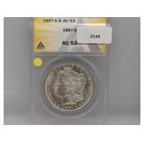 ANACS 1887-S AU53 90% Silv Morgan $1
