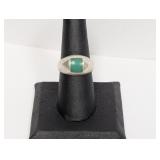 .925 Sterling Dome Inlay Stone Ring Sz 8
