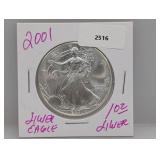 2001 1oz .999 Silver Eagle $1 Dollar