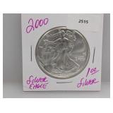 2000 1oz .999 Silver Eagle $1 Dollar