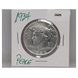 1934 90% Silver Peace $1 Dollar