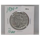 1934-D 90% Silver Peace $1 Dollar