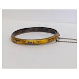 Vintage Siam Sterl Yellow Niello Enamel Bracelet