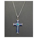 24' .925 Sterling Chain w/Taxco Cross Pendant