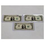 (3) 1963-B Joseph Barr $1 Notes