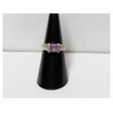 .925 Sterl Purple Stone Ring Sz 5.5