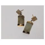 Vermeil/.925 Sterl Green Stone Earrings