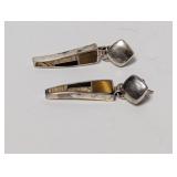 .925 Sterl Brown Stone Geometric Drop Earrings