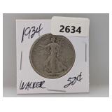 1934 90% Silv Walker Half $1 Dollar