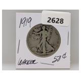 1919 90% Silv Walker Half $1 Dollar