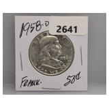1958-D 90% Silv Franklin Half $1 Dollar
