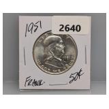 1951 90% Silv Franklin Half $1 Dollar