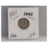 1941 90% Silv Mercury Dime