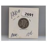 1940-D 90%Silv Mercury Dime