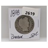 1898 90% Silv Barber Half $1 Dollar