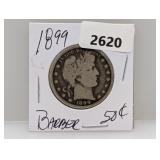 1899 90% Silv Barber Half $1 Dollar