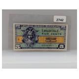 Five Cent Military Payment Certificate