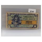Five Cent Military Payment Certificate