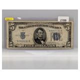1934-D Blue Seal $5 Silv Certificate