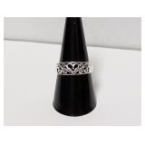 .925 Sterl Openwork Heart Ring Sz 8.5