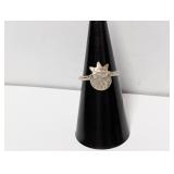 .925 Sterl Silver Hammered Circle Ring Sz 6.5