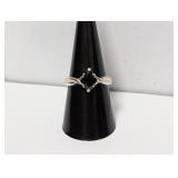 .925 Sterl Marquise Sapphire Ring Sz 9