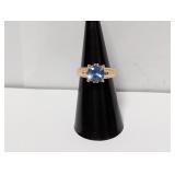 Vermeil/.925 Sterl Blue Stone Ring Sz 6