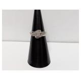 .925 Sterling Square Diamond Ring Sz 4.5