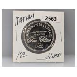 1oz .999 Silv Matthey Round