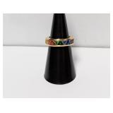 Vermeil/.925 Sterl Multi Colored Stone Ring Sz 6