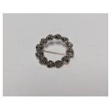 .925 Sterl Marcasite Wreath Brooch