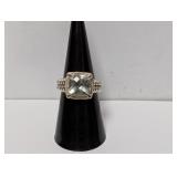 14K/.925 Sterl Blue/Green Stone Ring Sz 7