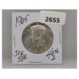 1965 40% Silv JFK Half $1 Dollar