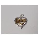 Vermeil/.925 Sterl Diam Mom Heart Pendant