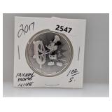 2017 1oz .999 Silv Mickey Mouse NIUE